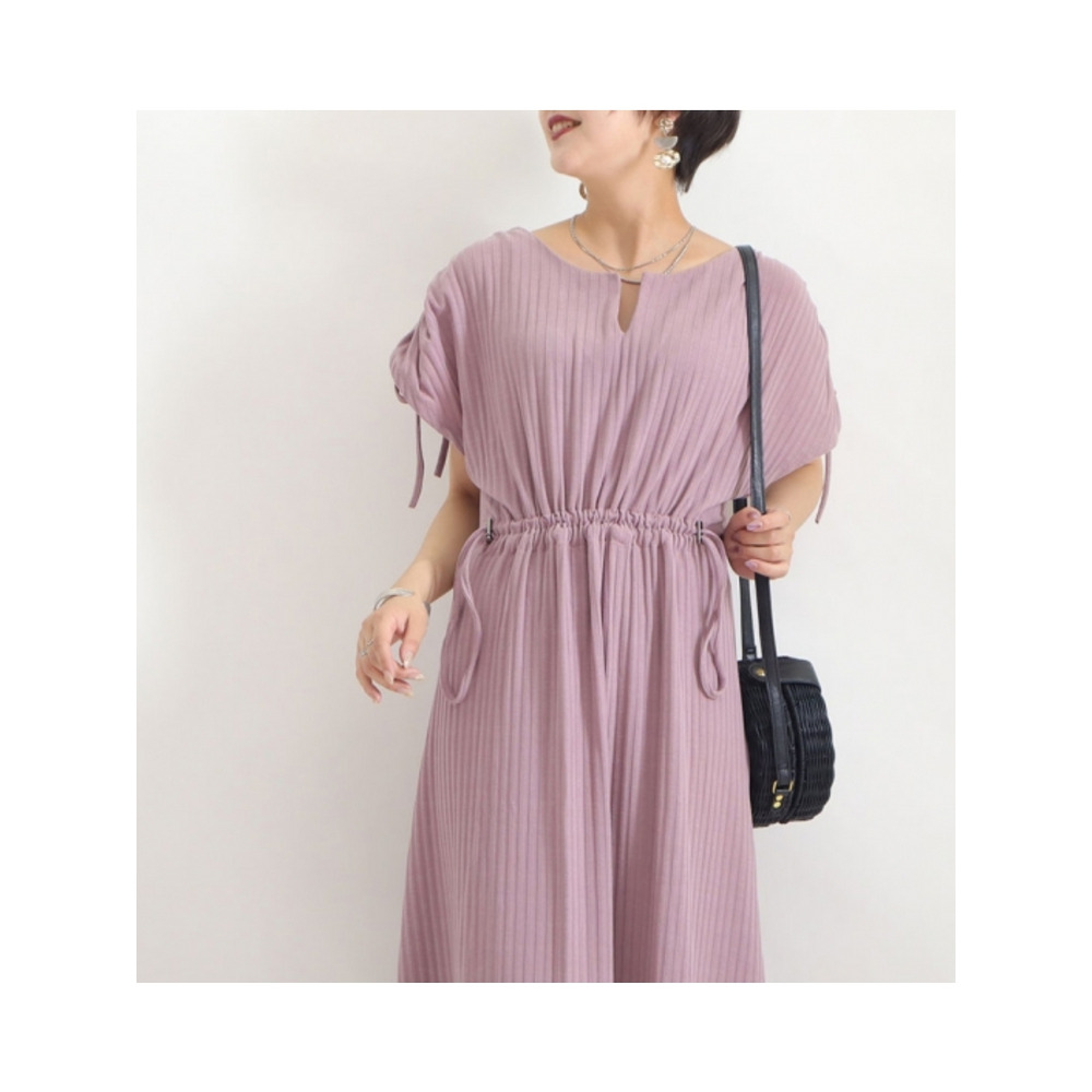 大きいサイズ レディース ウエスト切替えフレアワンピース8