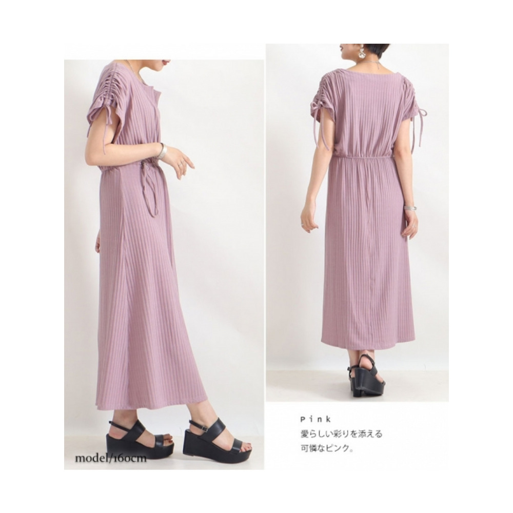 大きいサイズ レディース ウエスト切替えフレアワンピース9