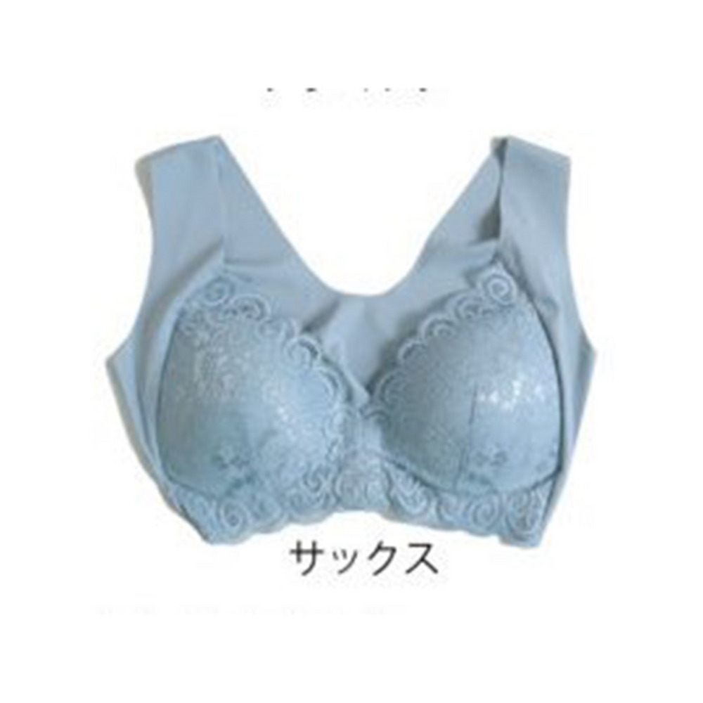 大きいサイズ レディース シームレスヘムブラジャー サックス 1