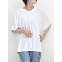 大きいサイズ レディース VネックアシンメトリーTシャツ