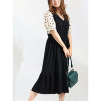 大きいサイズ レディース  【桃果愛さんコラボ商品】ドッキングカシュクールワンピース