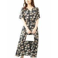 大きいサイズ レディース ボタニカルフラワー柄カシュクールワンピース