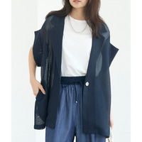 【洗える】メッシュハーフスリーブジャケット
