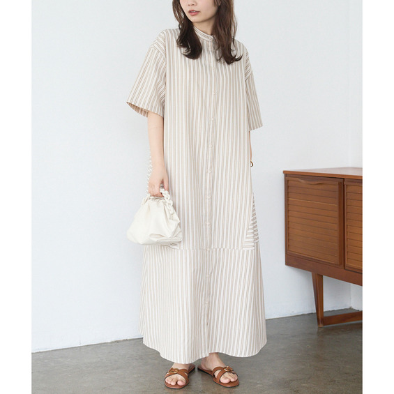 ストライプ切替ワンピース【アリノマ/Alinoma】 ストライプ切替ワンピース【アリノマ/Alinoma】