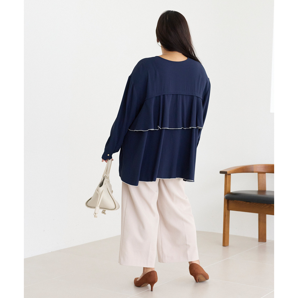 ジョーゼットフレアブラウス LL/3L/4L オフィスカジュアル ラビアンジェ30