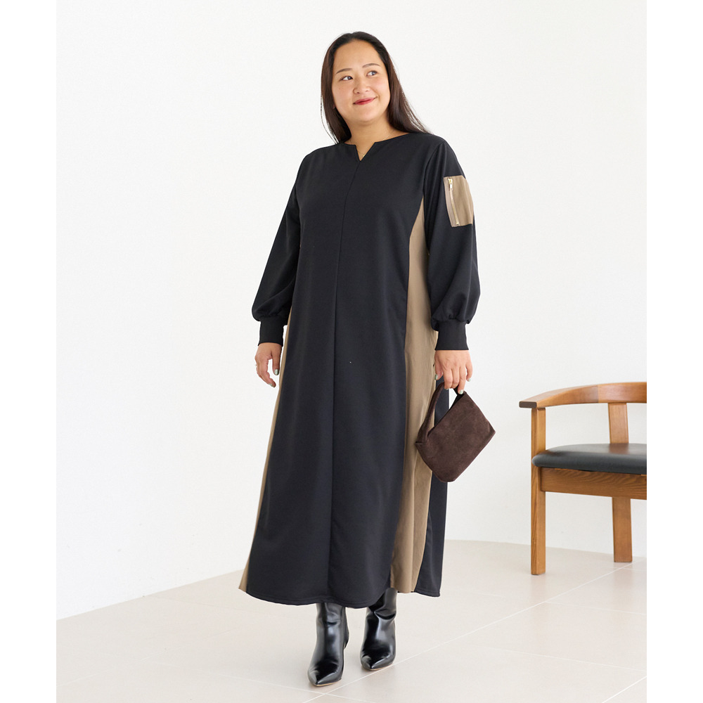 配色ミリタリーワンピース LL/3L/4L/5L ラビアンジェ24