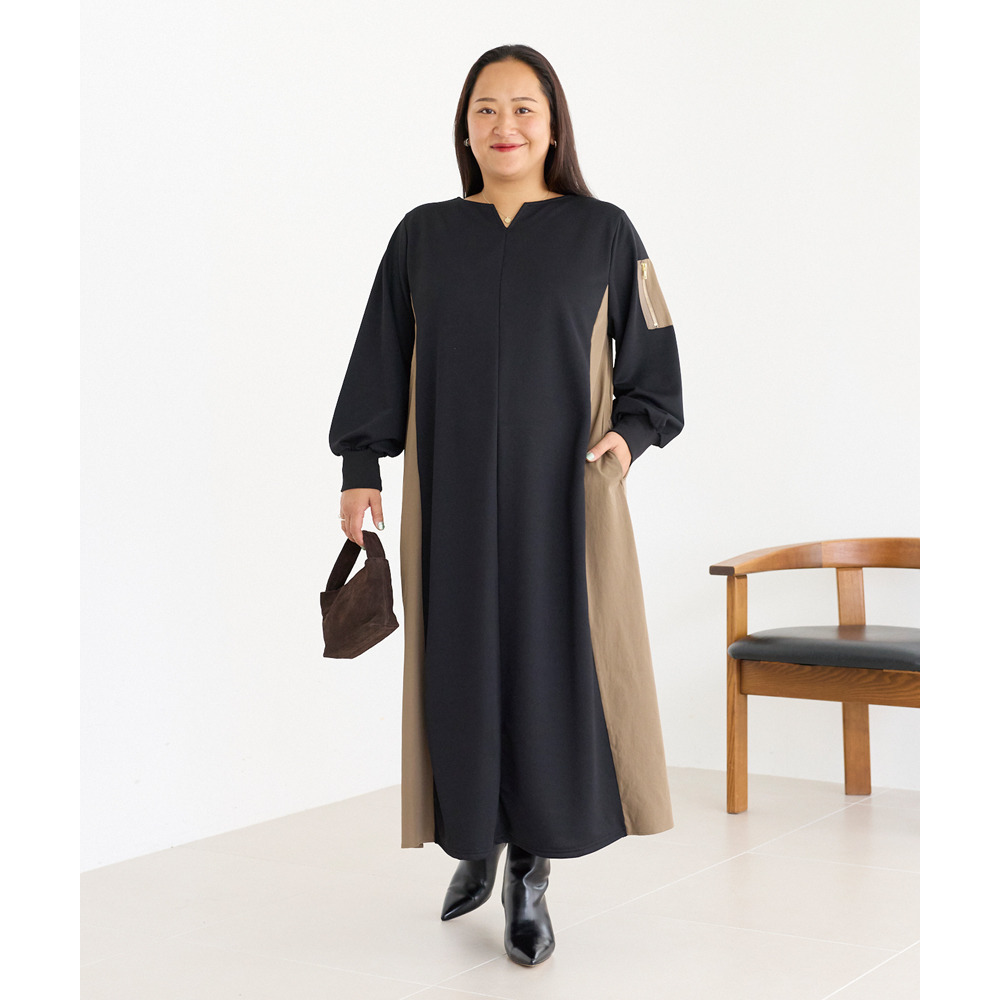 配色ミリタリーワンピース LL/3L/4L/5L ラビアンジェ25