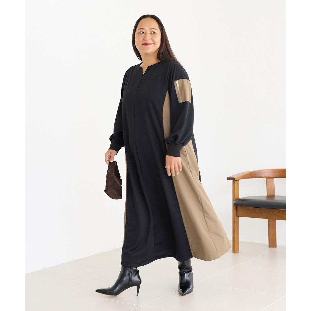 配色ミリタリーワンピース LL/3L/4L/5L ラビアンジェ26