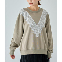 レース配色スウェトプルオーバー