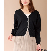 オーガンジー配色ニットカーデ