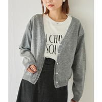 オーガンジー配色ニットカーデ