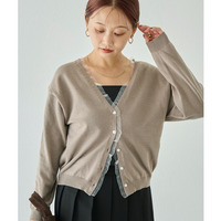 オーガンジー配色ニットカーデ