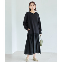 【好機能シリーズ】吸湿発熱/静電気防止 ポンチ異素材切替ワンピース