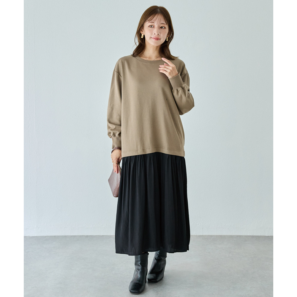 【好機能シリーズ】吸湿発熱/静電気防止 ポンチ異素材切替ワンピース2