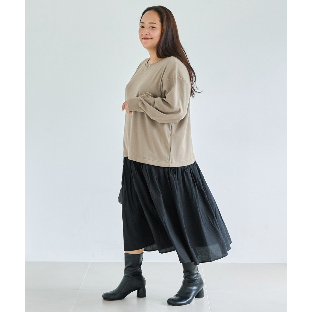 【好機能シリーズ】吸湿発熱/静電気防止 ポンチ異素材切替ワンピース LL/3L/4L/5L ラビアンジェ28