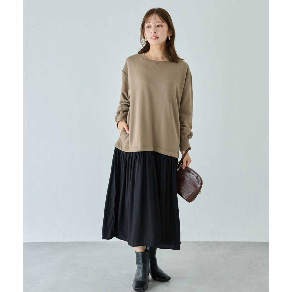 【好機能シリーズ】吸湿発熱/静電気防止 ポンチ異素材切替ワンピース3