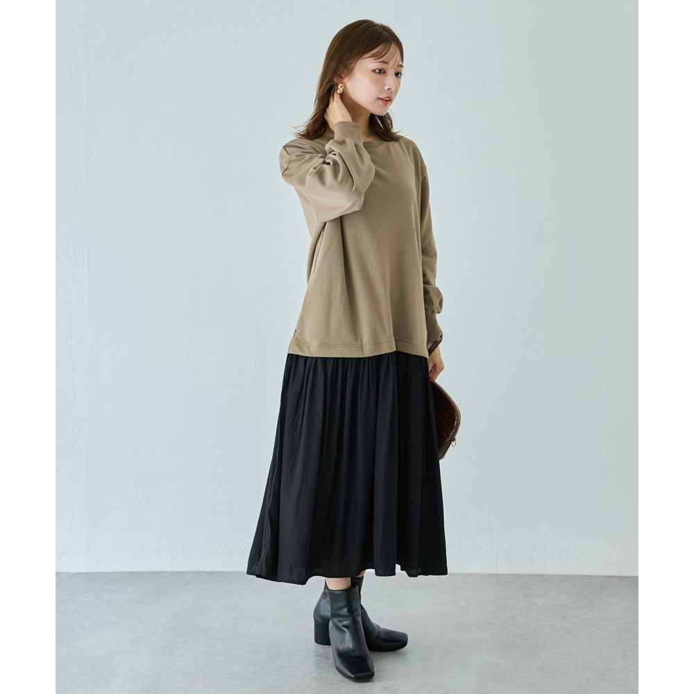 【好機能シリーズ】吸湿発熱/静電気防止 ポンチ異素材切替ワンピース5