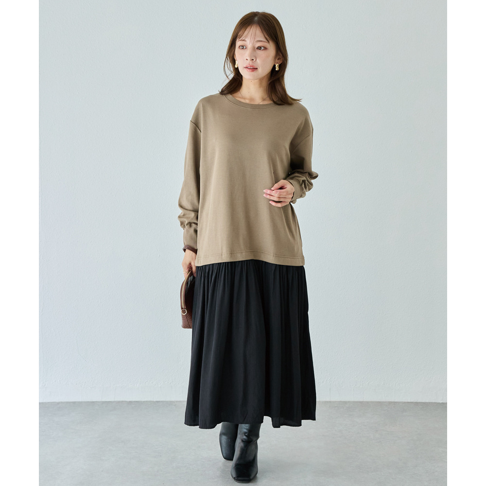 【好機能シリーズ】吸湿発熱/静電気防止 ポンチ異素材切替ワンピース1