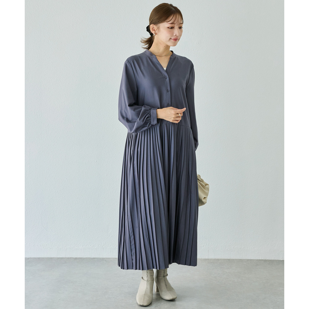 プリーツ切替ワンピース2