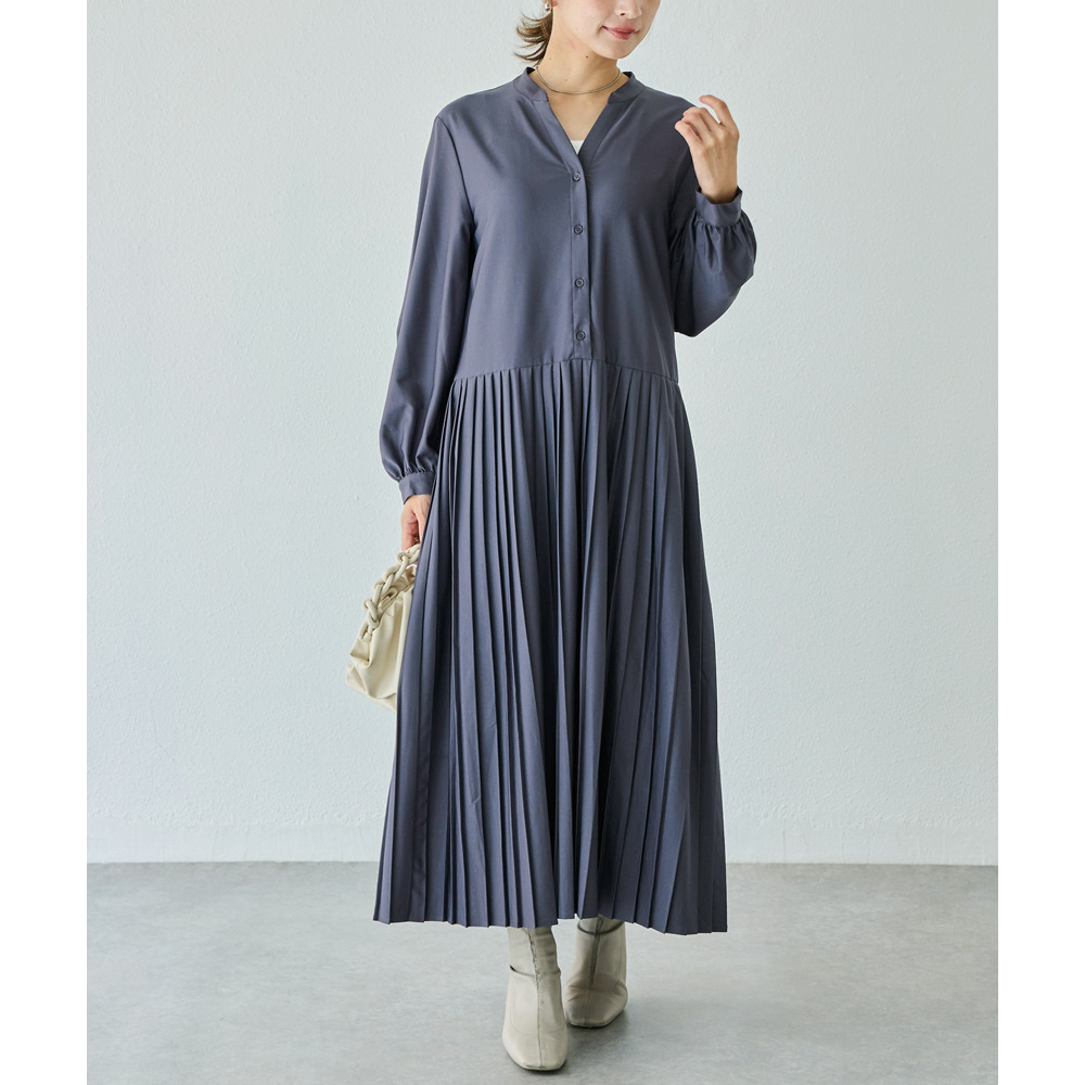 プリーツ切替ワンピース3
