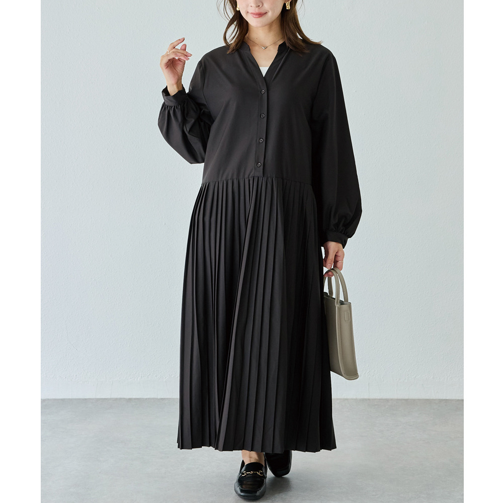 プリーツ切替ワンピース1