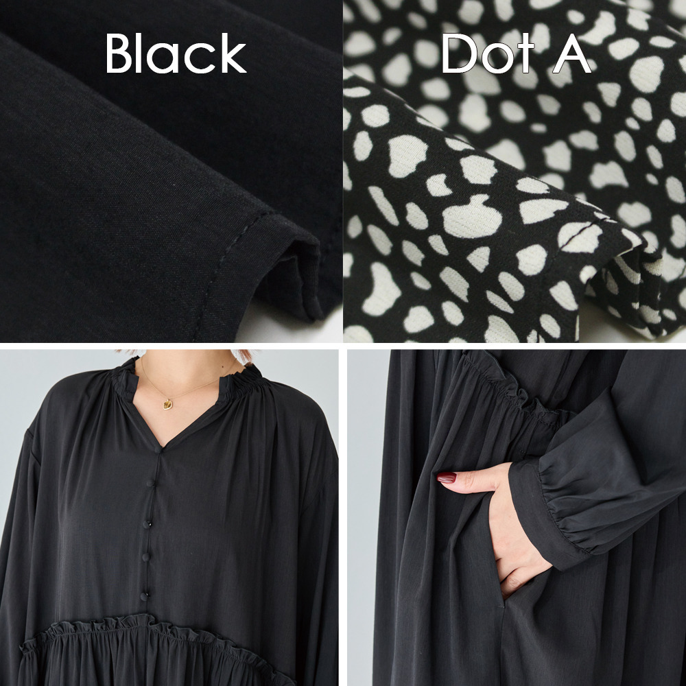 フリル衿ワンピース LL/3L/4L/5L オフィスカジュアル ラビアンジェ20