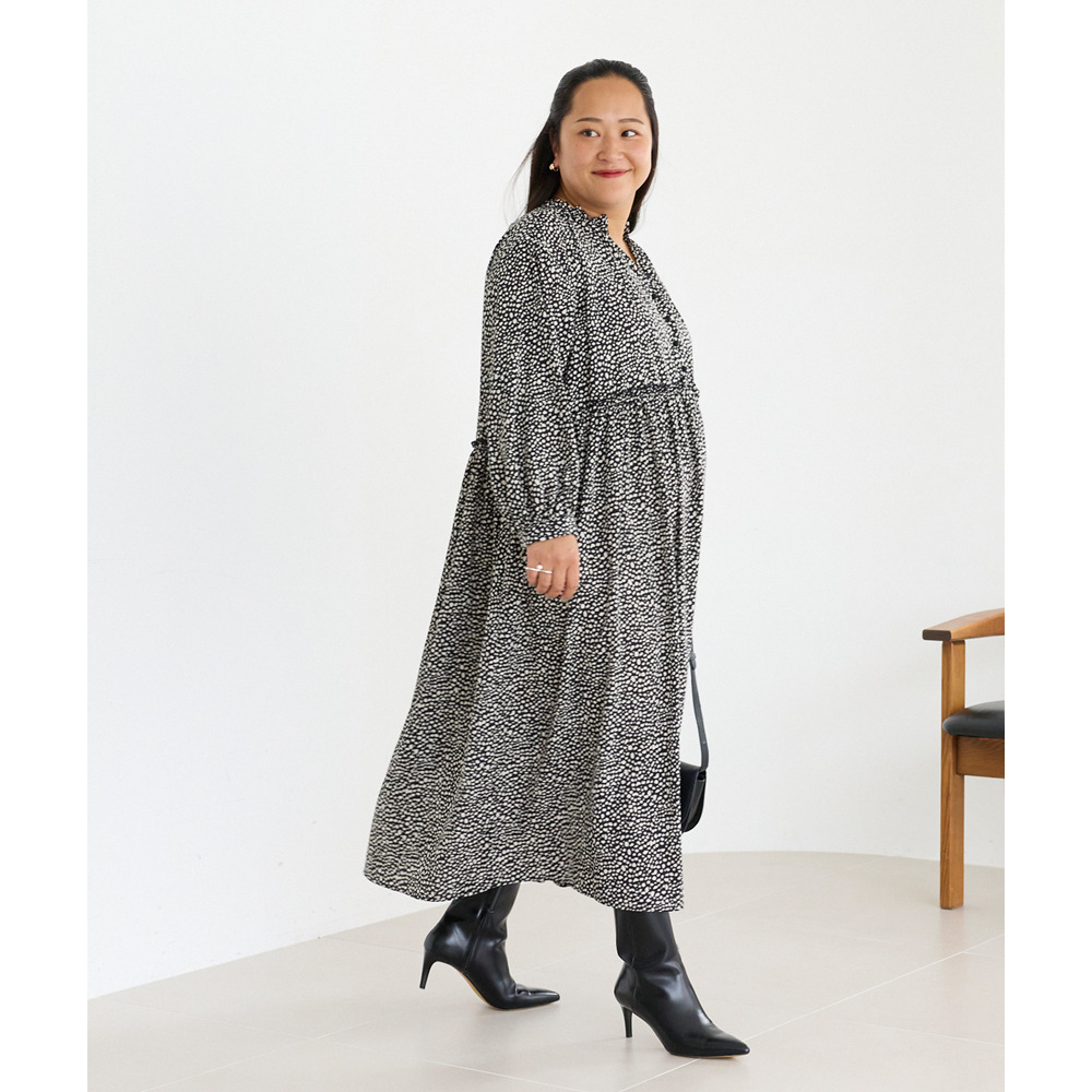 フリル衿ワンピース LL/3L/4L/5L オフィスカジュアル ラビアンジェ23