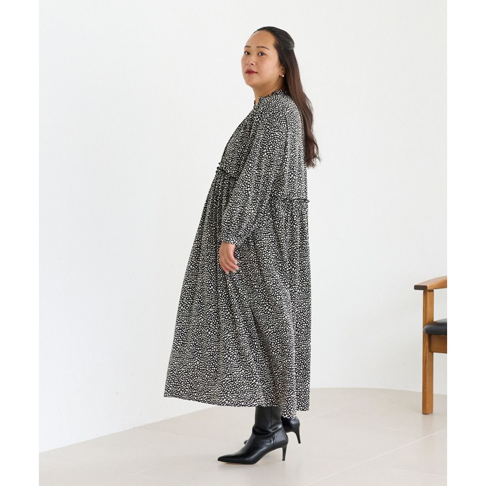 フリル衿ワンピース LL/3L/4L/5L オフィスカジュアル ラビアンジェ24