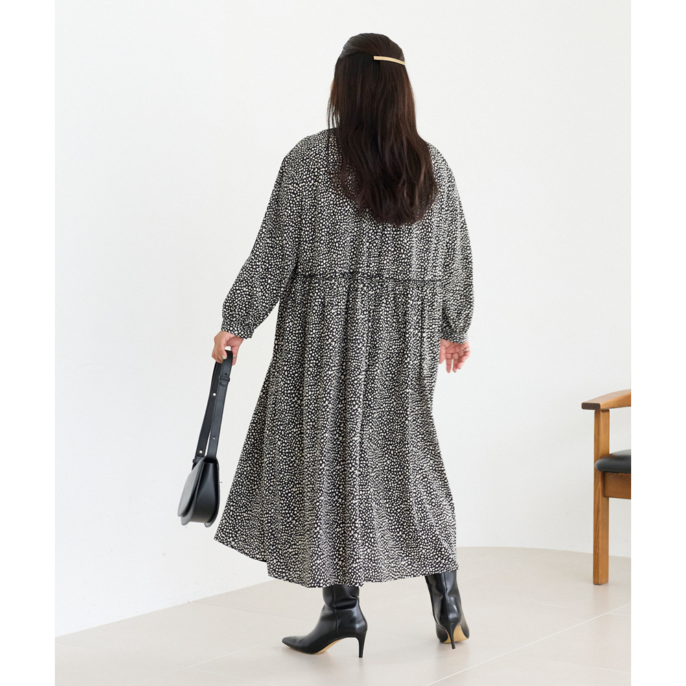 フリル衿ワンピース LL/3L/4L/5L オフィスカジュアル ラビアンジェ25