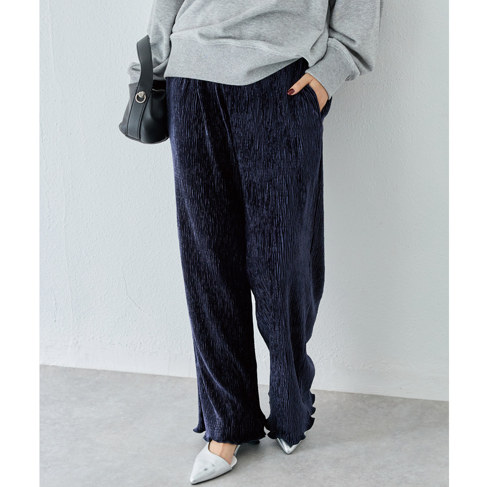 楊柳ベロアイージーパンツ1