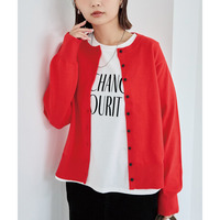 ボタン配色ニットカーデ