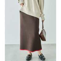 バイカラーリブニットスカート