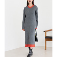 配色ニットワンピース