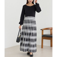 チェックジャガードニットワンピース