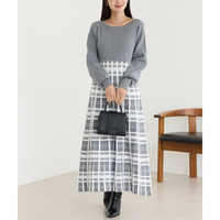 チェックジャガードニットワンピース