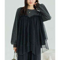 チュール切替ニットライクカットソー