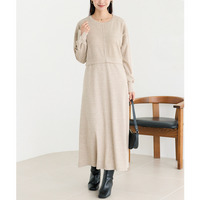 袖パールニットライクワンピース