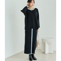 【洗える】バイカラーニットセットアップ