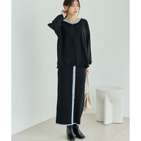 【洗える】バイカラーニットセットアップ