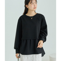 メルトンカットソー配色プルオーバー　LL/3L/4L/5L　オフィスカジュアル　ラビアンジェ