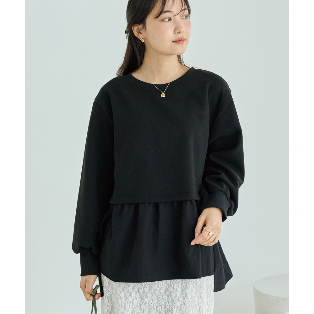 メルトンカットソー配色プルオーバー1