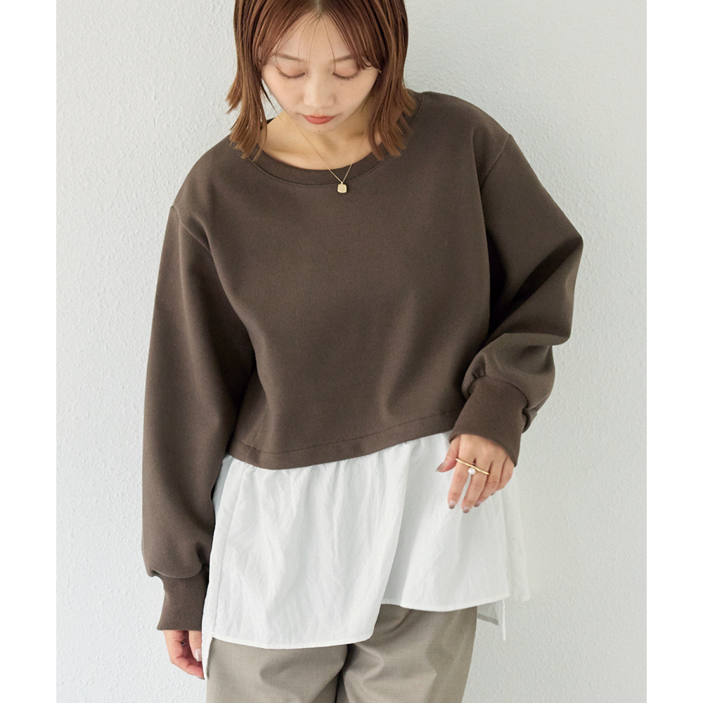 メルトンカットソー配色プルオーバー1