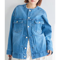 ノーカラーデニムジャケット