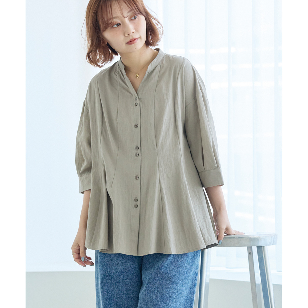 【好機能シリーズ】UVカット・接触冷感・速乾｜タックチュニックブラウス　LL/3L/4L/5L　ラビアンジェ