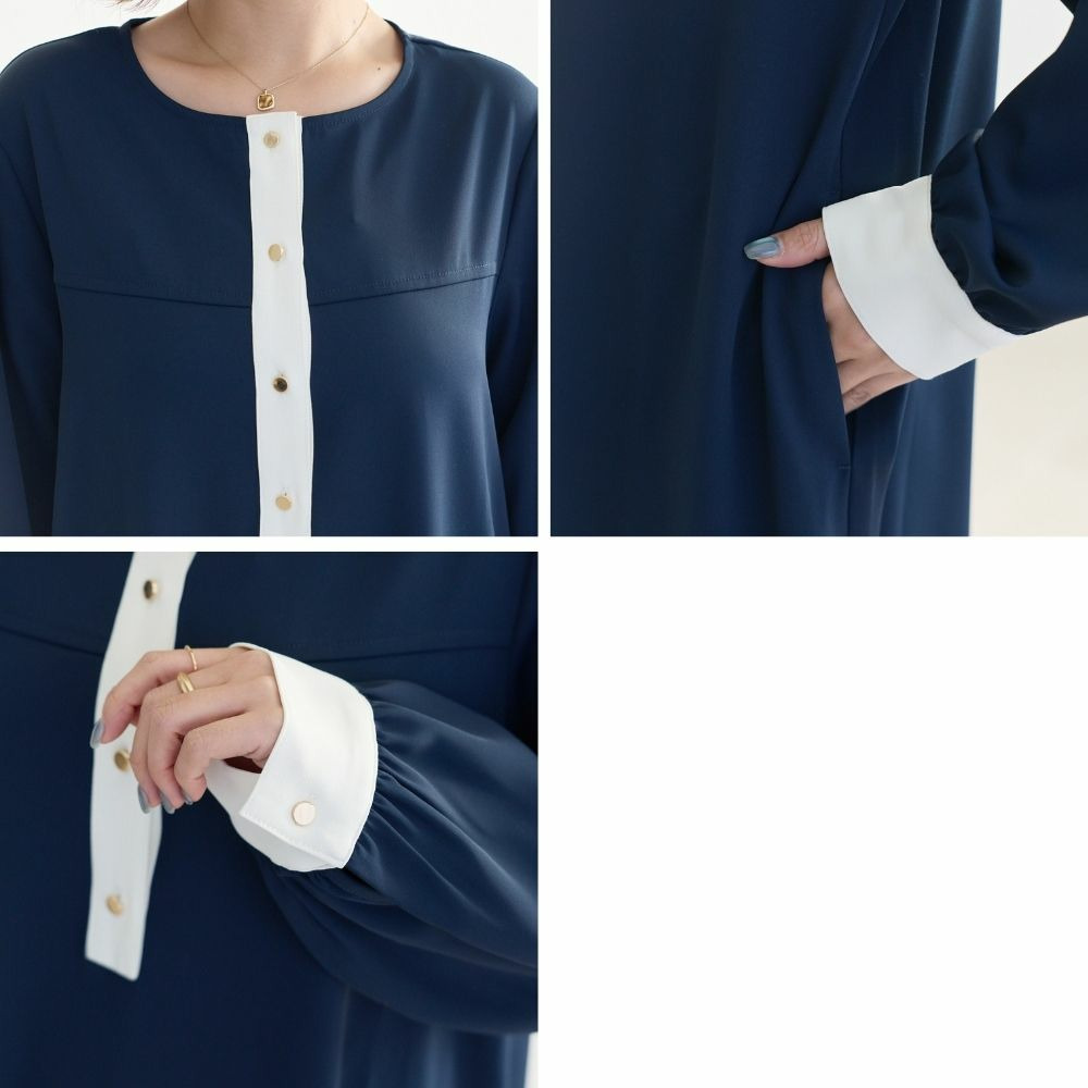 バイカラージョーゼットワンピース LL/3L/4L/5L ラビアンジェ17