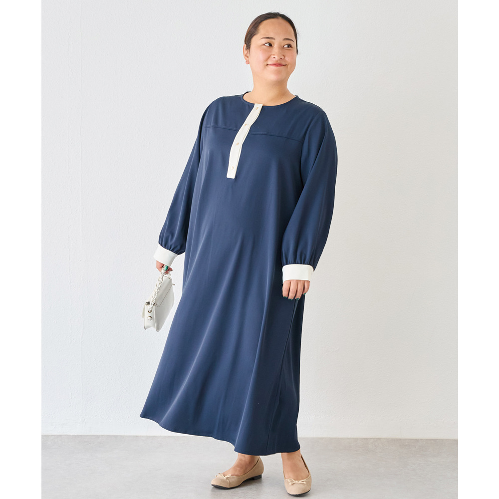 バイカラージョーゼットワンピース LL/3L/4L/5L ラビアンジェ19