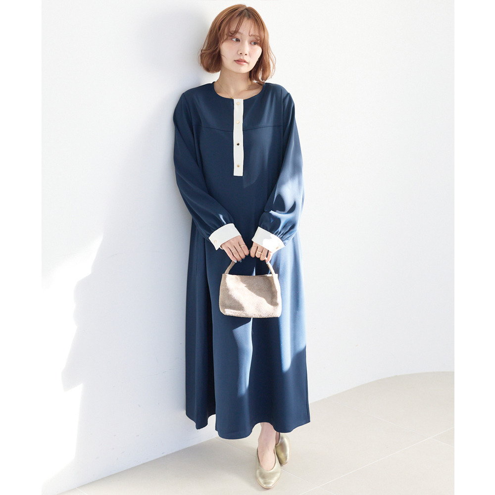 バイカラージョーゼットワンピース LL/3L/4L/5L ラビアンジェ2