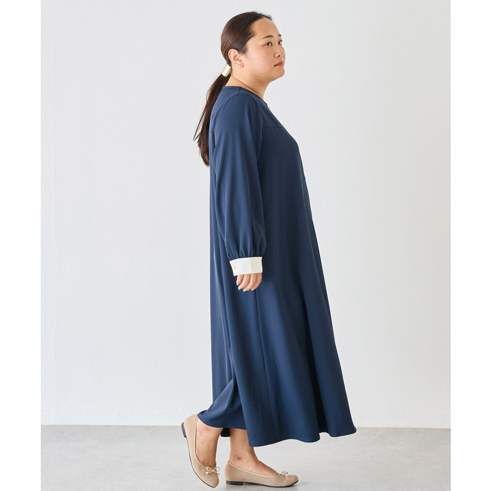 バイカラージョーゼットワンピース LL/3L/4L/5L ラビアンジェ22