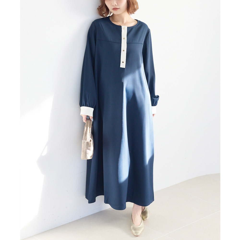 バイカラージョーゼットワンピース LL/3L/4L/5L ラビアンジェ3