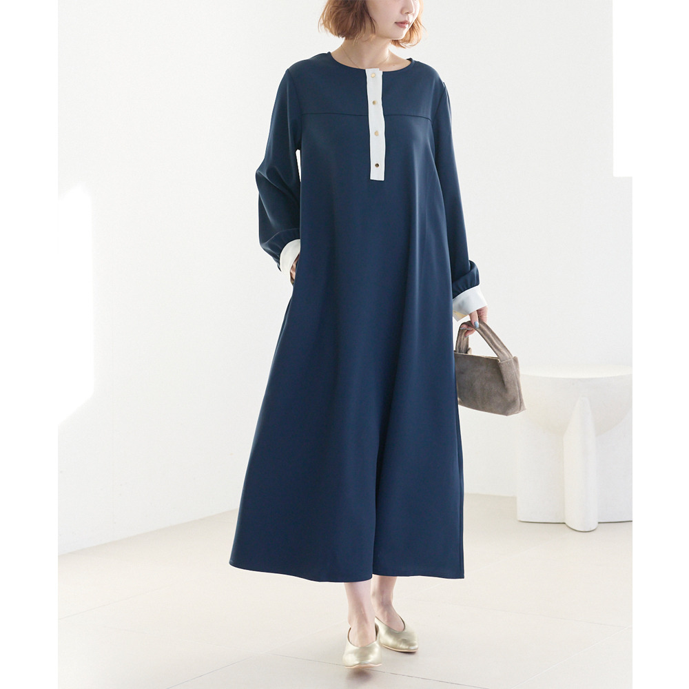 バイカラージョーゼットワンピース LL/3L/4L/5L ラビアンジェ5